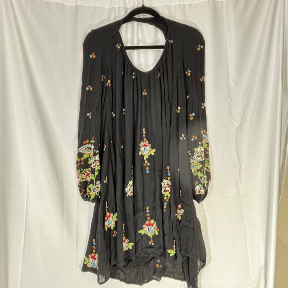 Free People Oxford Embroidered Shift Dress XS Boho Mini Casual Festival - Picture 3 of 5